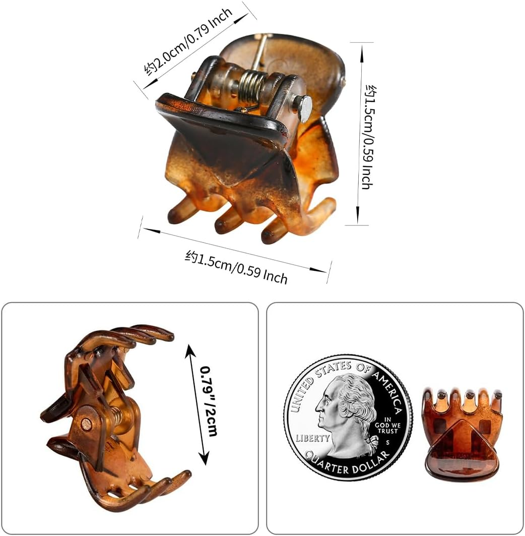 Pack of 36 Mini Hair Clips, Mini Plastic Hair Claw Clips, Non-Slip Grip Small Jaw Clips for Girls and Women, Black, Tortoiseshell, Transparent White image number 2