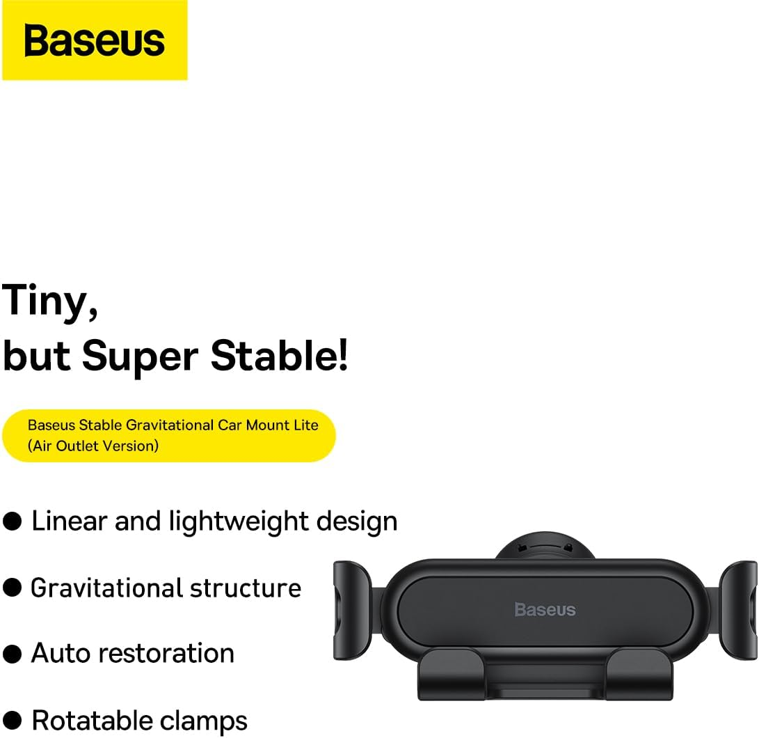 Baseus Stable Gravitational Car Phone Mount, Lite Black image number 3