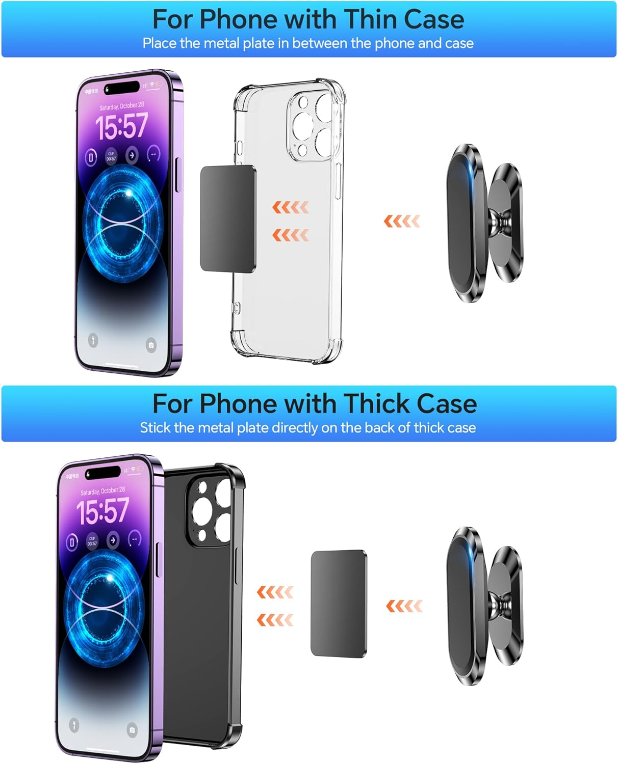 【2-Pack】 Magnetic Phone Holder for Car Dash【Strong Magnet】 Magnetic Car Phone Holder Mount 【4 Plate】 Phone Holders for Your Car Phone Mount for Car Dashboard Cell Phone Car Mount for Iphone Samsung image number 6