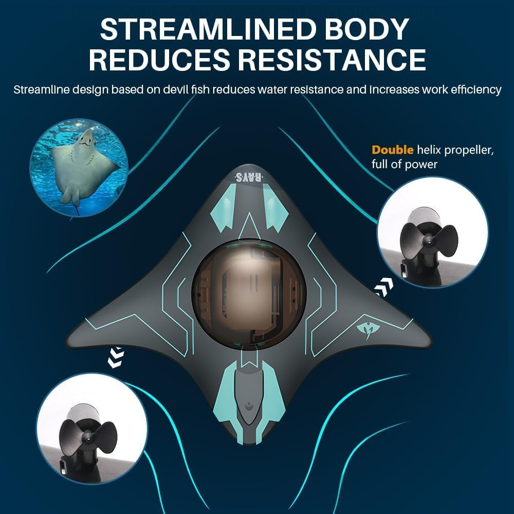 B-Qtech Remote Control Boat, Boat with 90&deg; Adjustable HD Camera, App Operated Water Toy, LED Lights, High Speed Water Spaceship, Suitable for Outdoor Pools and Lakes image number 4