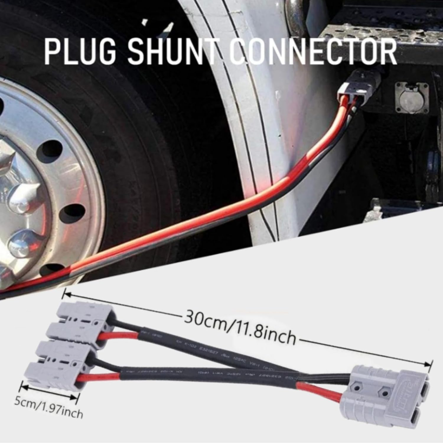 KUGONTC 10AWG 50Amp SB50 Anderson Plug Connector,600V 300Mm 1 to 2 Double Y Adaptor,6Mm Cable for Car Battery,Automotive Accessories Battery Extension Cable