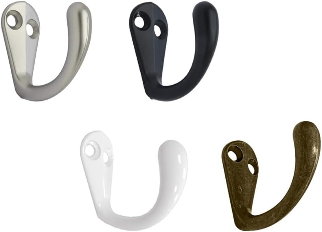 QCAA Premium Quality Single Prong Robe Hook Hanger, Zinc Die Cast, Matte Black, 6 Pack