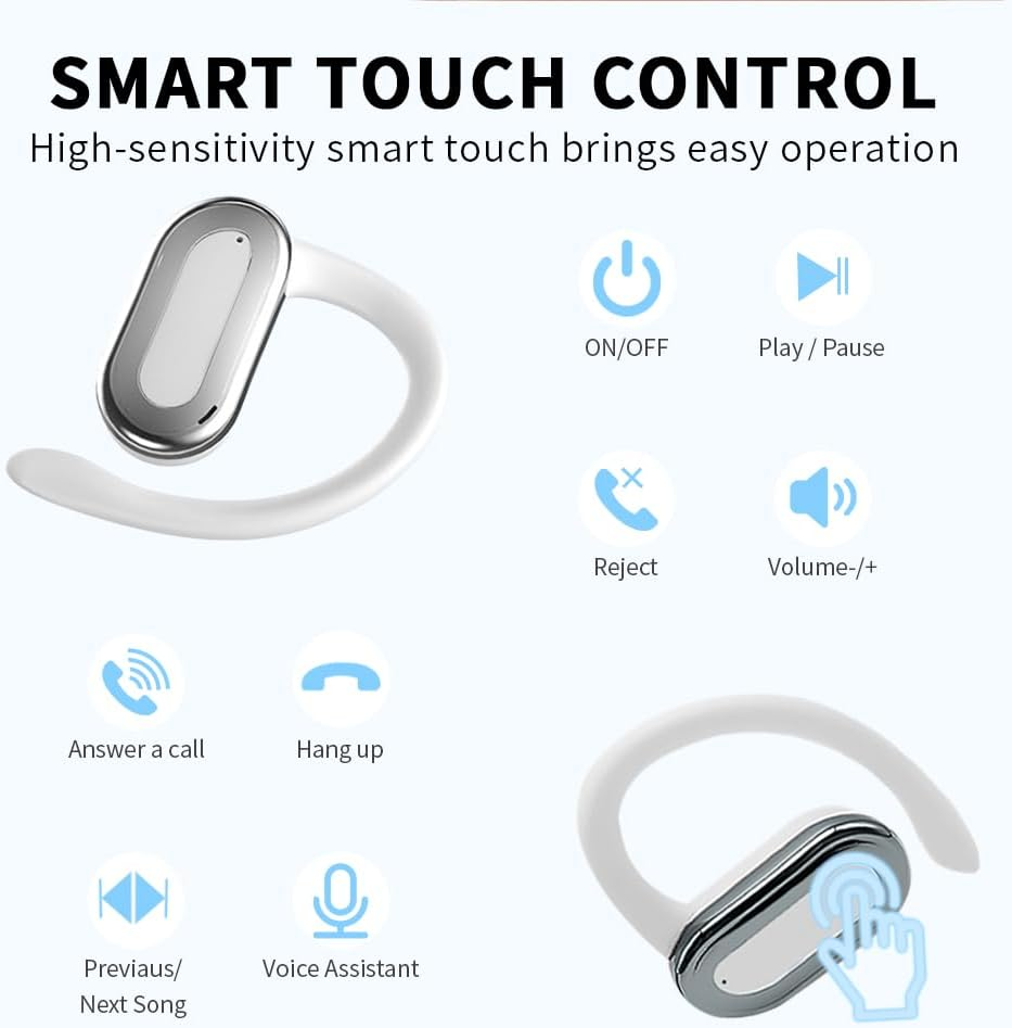 Slub Open Ear Bluetooth Headset, Bluetooth Wireless Sports Headset, Air Lining, Bluetooth 5.3, IPX5 Waterproof for Running, Fitness and Gaming (Black) - Black image number 3