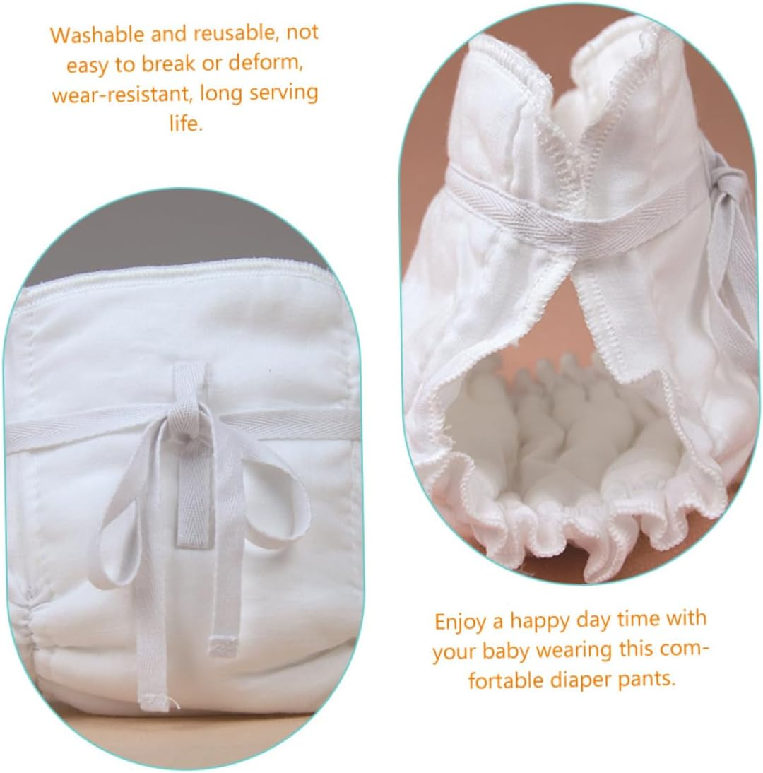 Washable Newborn Nappies 2Pcs Reusable Cloth Diapers Adjustable Pocket Diapers for White Toddler Baby Girls and Boys image number 4