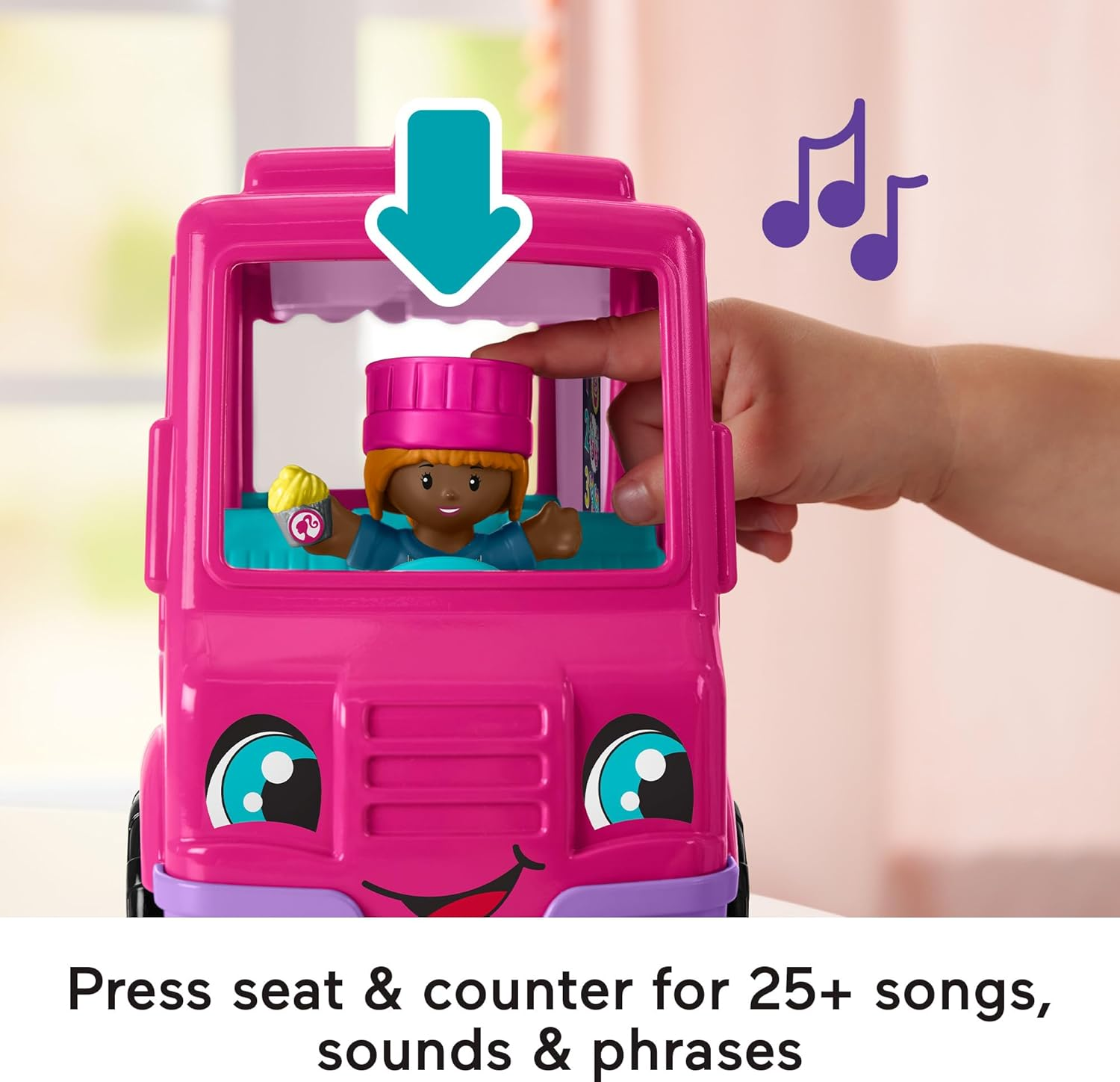 Fisher-Price Little People Barbie Toddler Toy Cupcake Truck Musical Playset with 9 Pieces for Pretend Play Kids Ages 18+ Months (Amazon Exclusive) image number 3