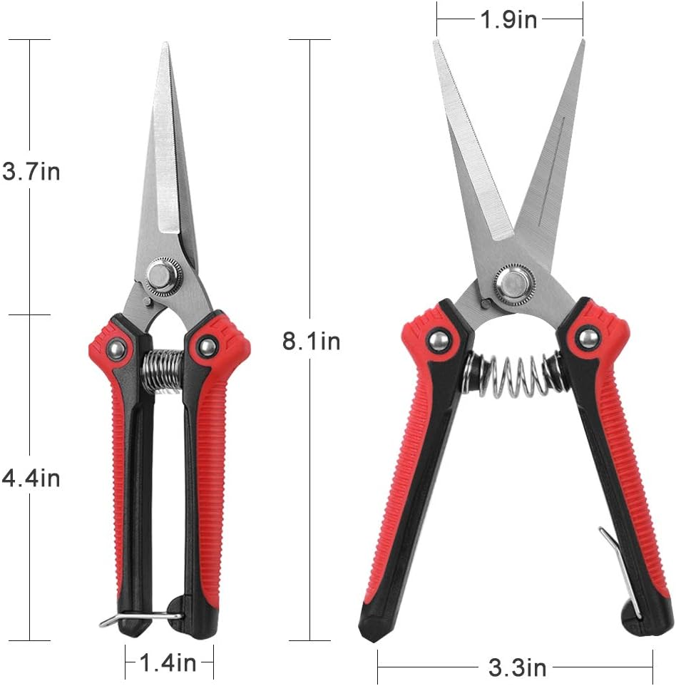 WYF 8.1&Prime;Gardening Hand Pruner Pruning Shear with Straight Stainless Steel Blades,Ultra Sharp Multi-Purpose Scissors for Garden Harvesting Fruits & Vegetables,Trimming Flowers and Plants (Red) image number 4