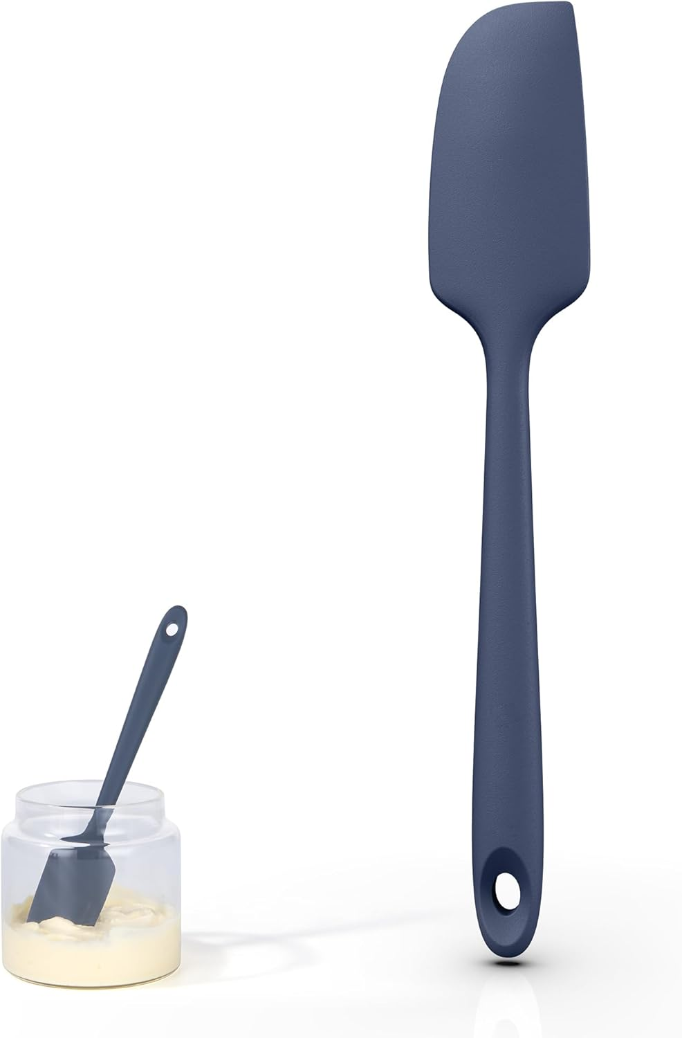 U-Taste 23 * 4Cm Small Spatula: 315℃ Heat-Resistant Silicone Mini Jar Scraper, Food-Grade Non-Stick Flexible Kitchen Baking Utensil for Mixing, Scraping Scooping Jam Butter in Bowl (Midnight Blue)