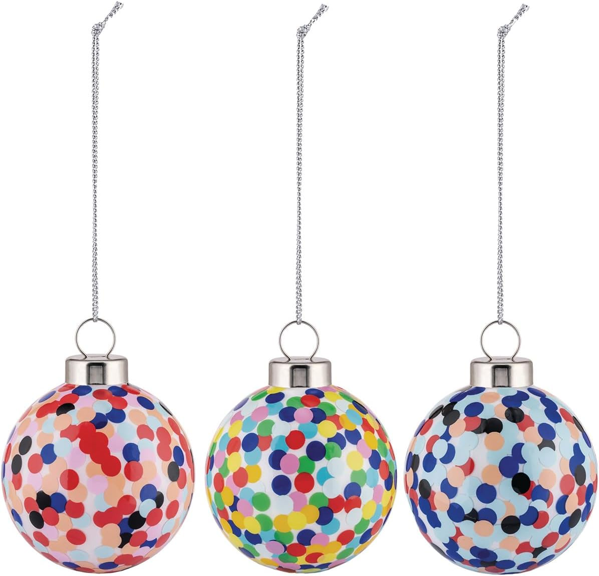 Alessi 'Proust' 3-Piece Hand-Decorated Blown Glass Christmas Baubles Set image number 1