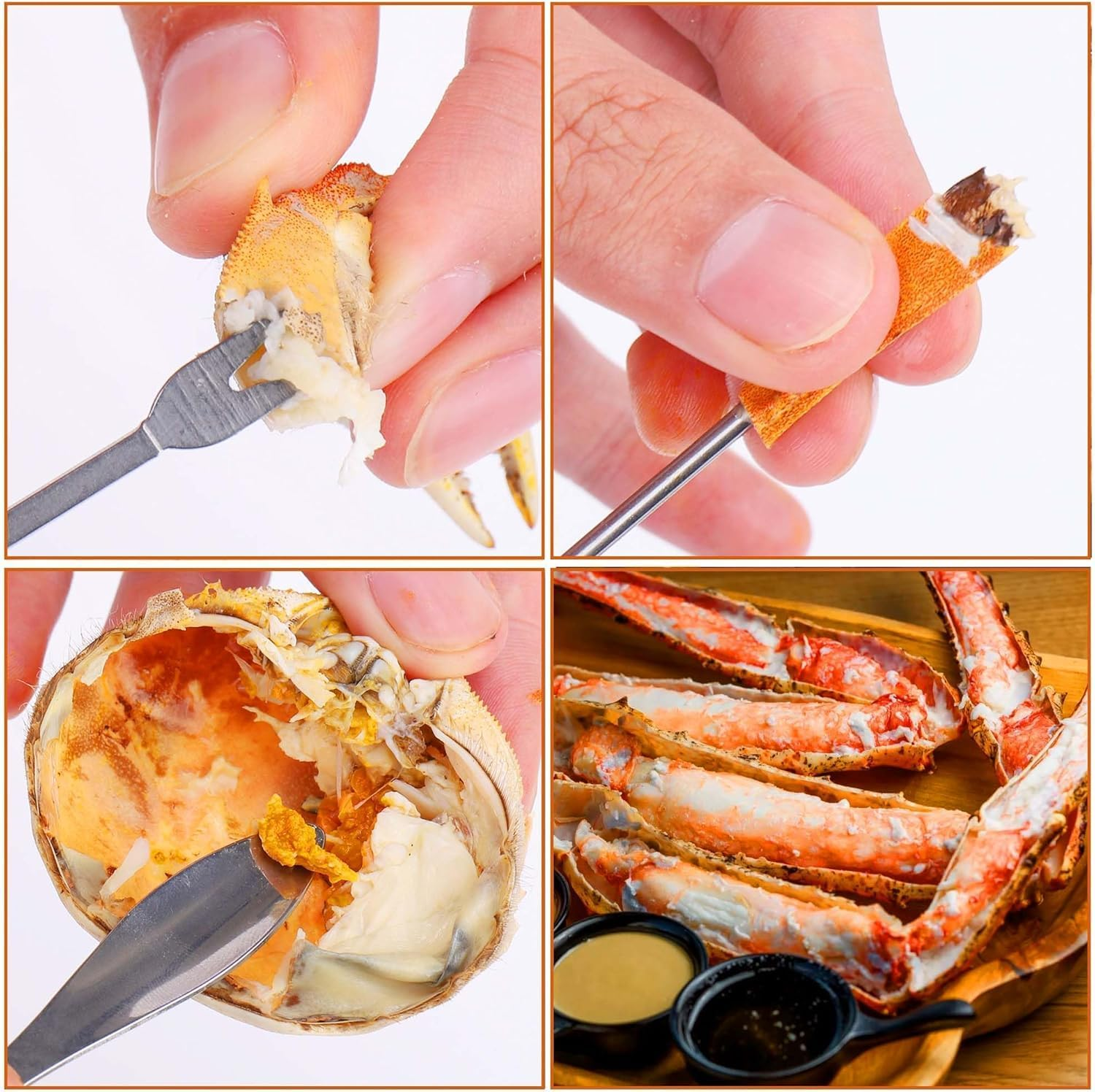 Portable Crab Crackers with Picks Forks, 2Pcs Crab Leg Crackers and Tools,Portable Seafood Crackers and Tools Multifunctional Lobster Crackers Crab Leg Crackers Tool,Lobster Crackers and Picks Set image number 1