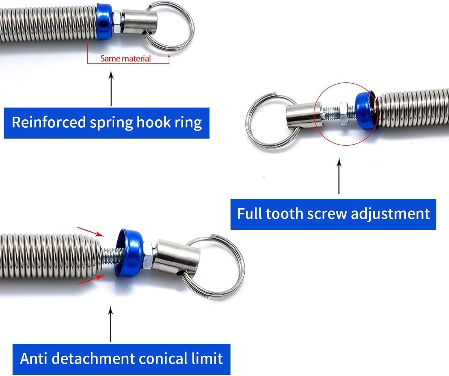 2 PCS Car Trunk Spring, 5.9"-9.44" High Carbon Alloy Steel Full-Thread Screw-Adjustable Automatic Lifting Spring Device, Multi-Functional Auxiliary Opening Accessory, for Most Models (Blue) image number 6