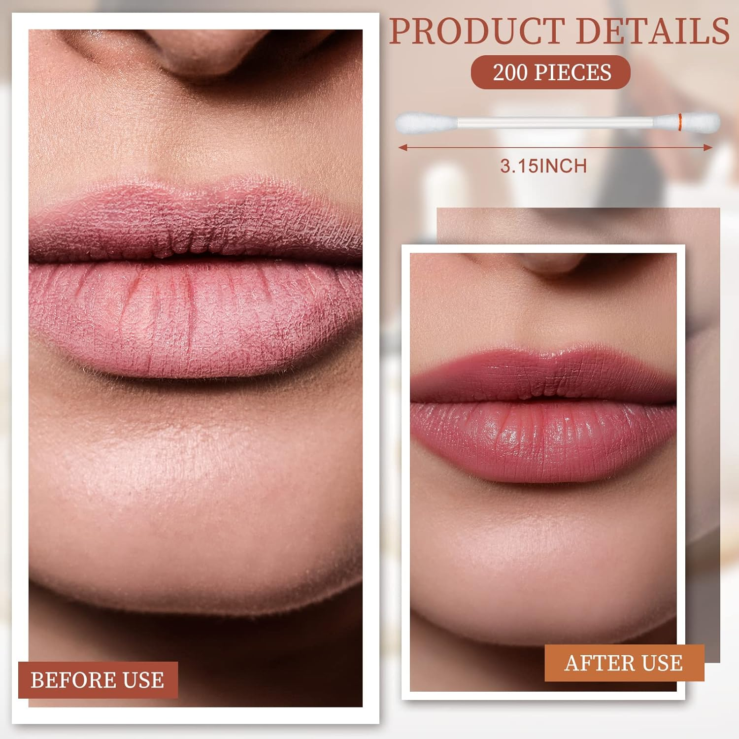 Hoolerry 200 Pcs Vitamin E Lip Oil Disposable Cotton Swabs Vitamin E Stick Oil Applicators anti Dry Moisture Cotton Swabs for Protect Lip Use before Teeth Whitening