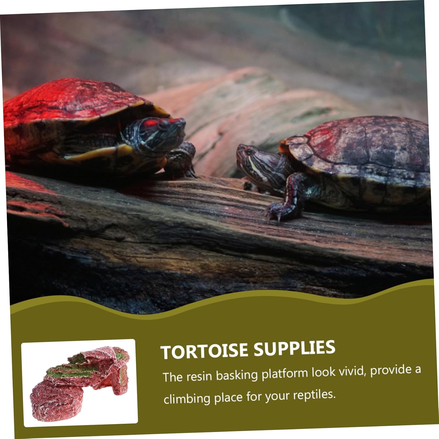 Hohopeti Extra Large Turtle Basking Platform and Climbing Ramp Natural Resin Rock Texture Sturdy Reptile Environment Ornament for Turtle Tanks and Aquatic Terrariums and Tank Decoration image number 6