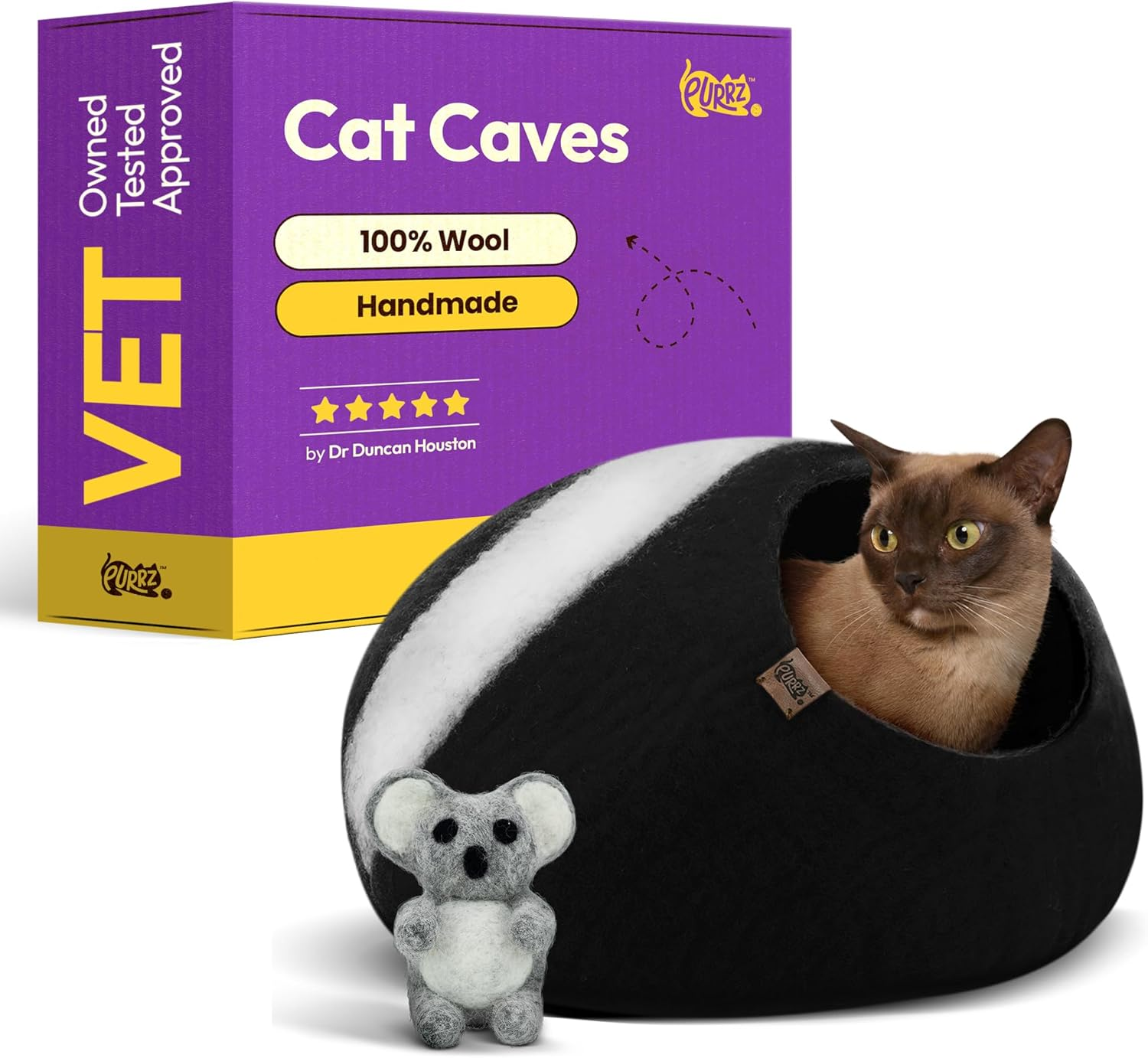 Luxury Cat Cave Bed &ndash; Handmade Merino Wool Felt Hideaway, Vet-Designed Indoor Cat Condo, Hypoallergenic Pet House, Cozy Igloo Bed for Kittens & Cats, Eco-Friendly Modern Pet Furniture image number 5