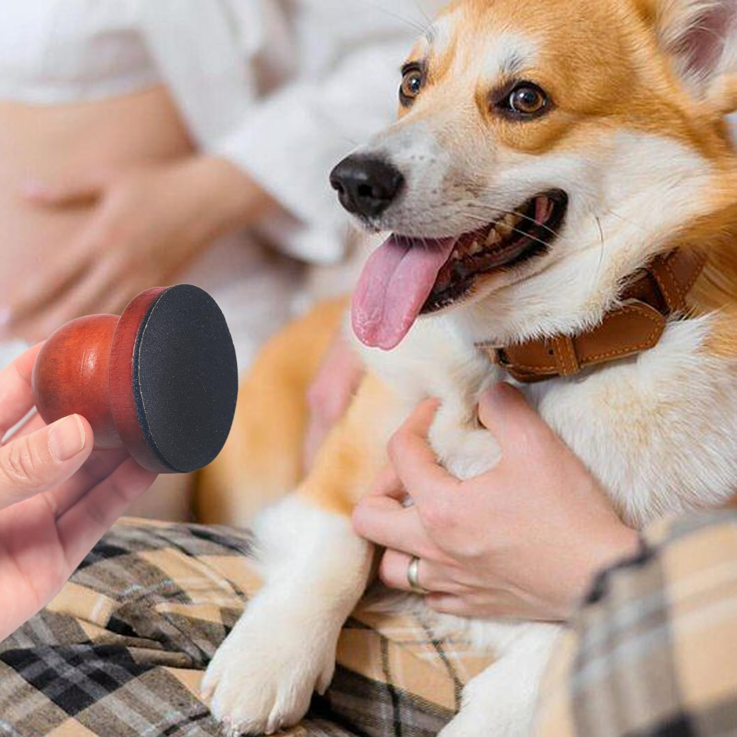 Wooden Dog Nail File with Replaceable Filing Discs, 1Pc Wooden Dog Nail Scraper Dog Scratch Pad with 7Pcs Sandpapers and 1Pc Cleaning Brush,Wooden Dog Nail Scratch Board Dog Nail Grinder, Brown - Black image number 4