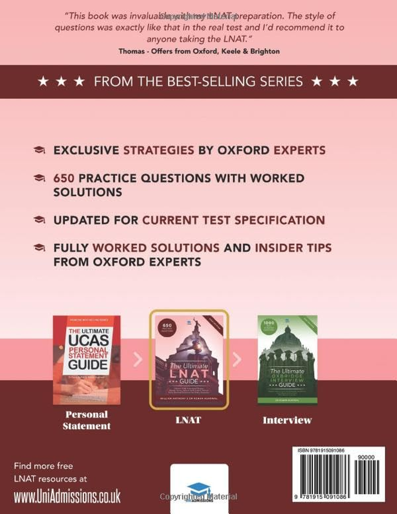 The Ultimate LNAT Guide: over 400 Practice Questions with Fully Worked Solutions, Time Saving Techniques, Score Boosting Strategies, Annotated Essays. ... the National Admissions Test for Law (LNAT). image number 1