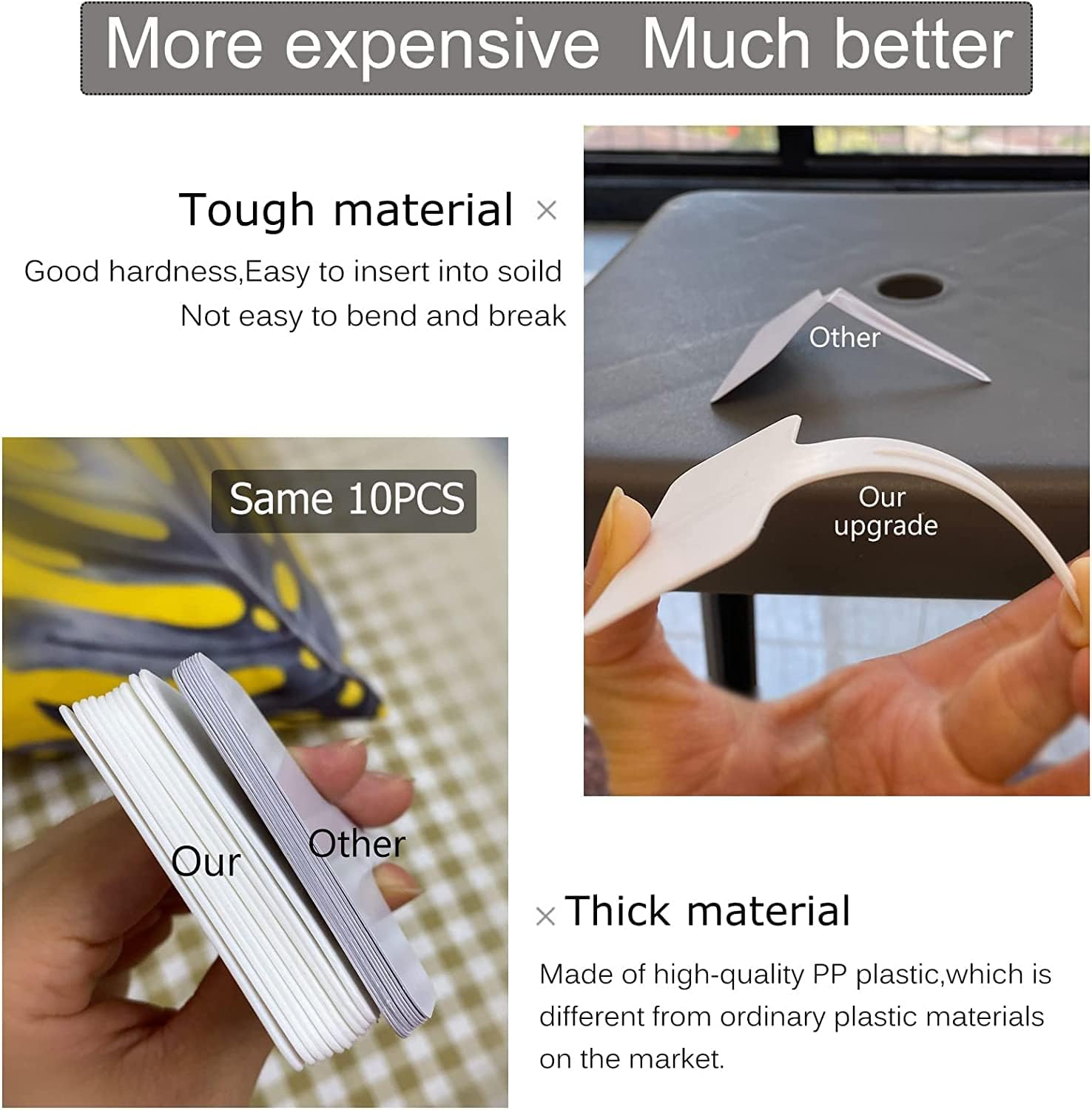 Datpuik 100 PCS White Plastic Plant Tags Thick Gardens Labels T-Type Nursery Markers Re-Usable image number 3