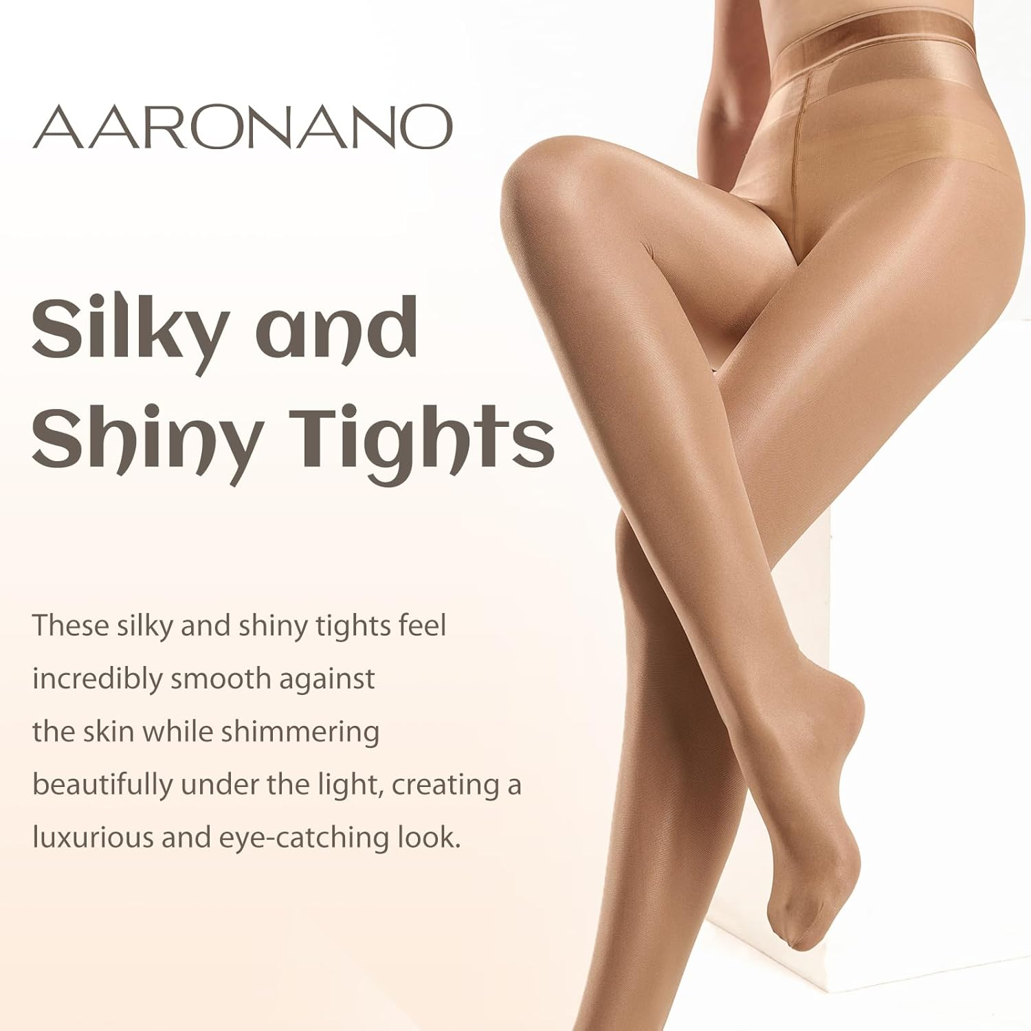 Aaronano Shiny Pantyhose for Women Shimmer Dance Tights 70D Oil High Waist Stockings Jazz Tights image number 3