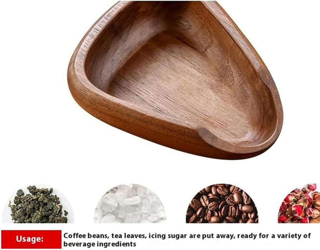 BEALIFE Natural Walnut Wood Coffee Bean Dosing Cup with Ceramic Spoon Rest Wooden Coffee Bean Dosing Bowl Walnut Wood Dosing Cup, A image number 1