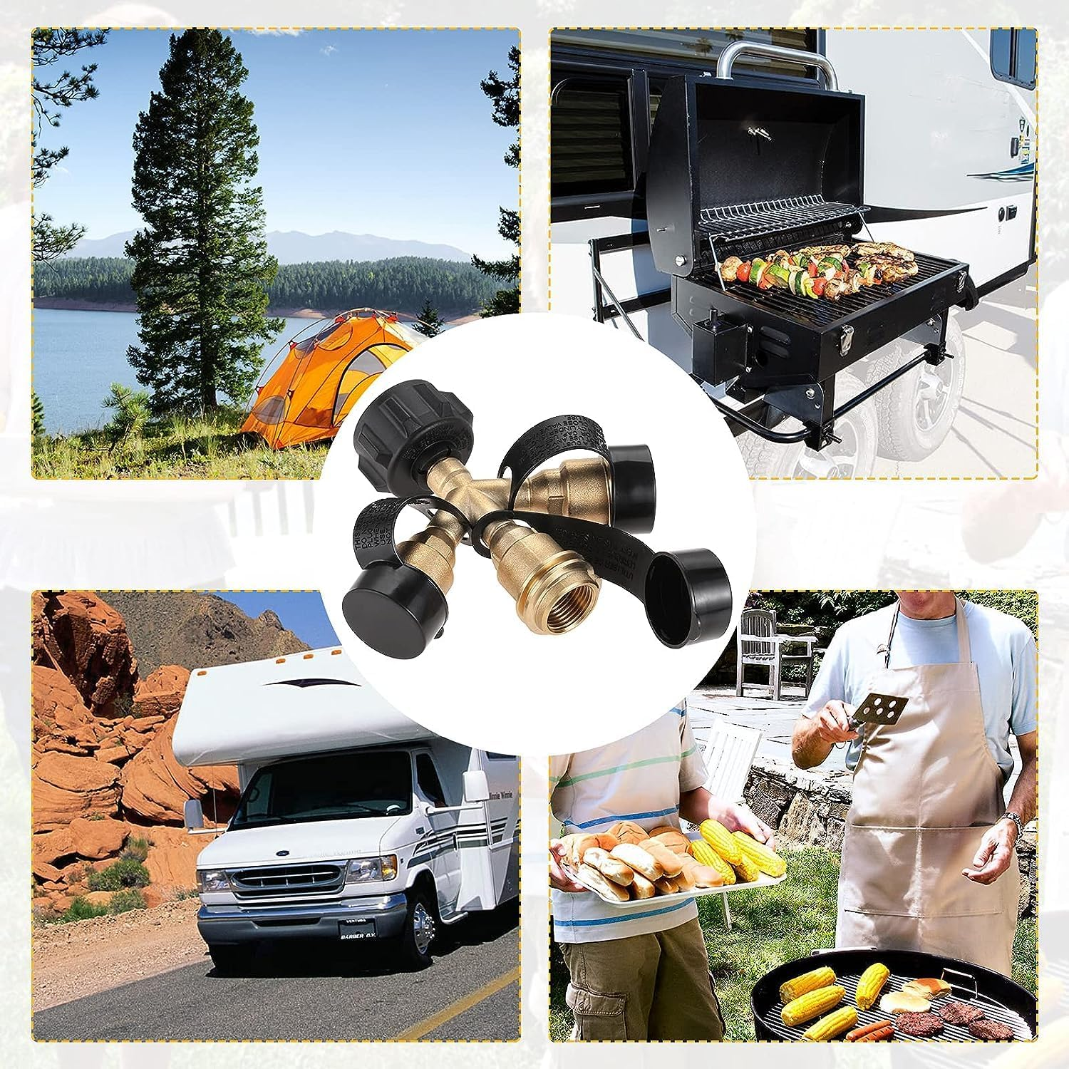 Mtsooning Propone Splitter, Propane Tank 3 Y Splitter Adapter, 3 Way Propone Gas Splitter for Camping Stoves, BBQ Grills, RV Camper image number 3