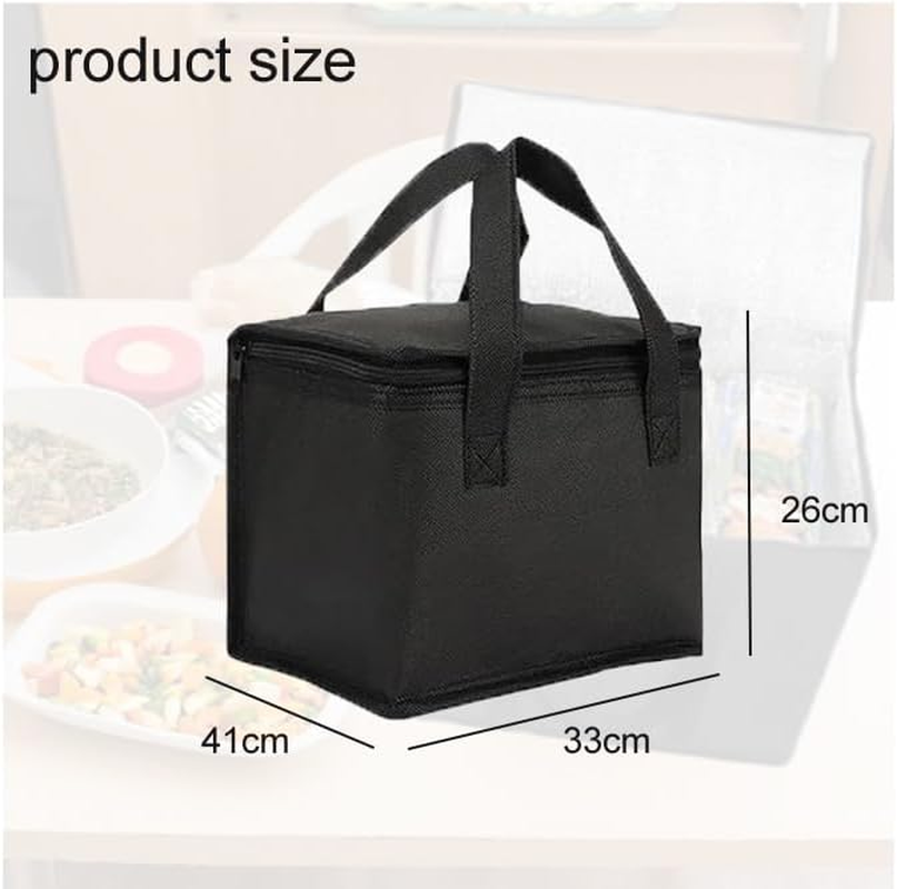 WEZCHUGHAOL 2 Pack Cooler Bag and Insulated Grocery Bags for Food Delivery, Collapsible Cooler, Reusable Shopping Bags for Groceries with Zipper, Foldable, Heavy-Duty, Stands Upright (Black) - Gray image number 4