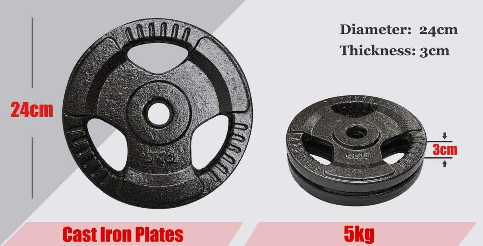 50Kg Ez Grip Cast Iron Barbell Weight Set - 150Cm Bar + 45Kg Iron Weight Plates - Weight Training Exercise Workout Fitness Gym Strength image number 4