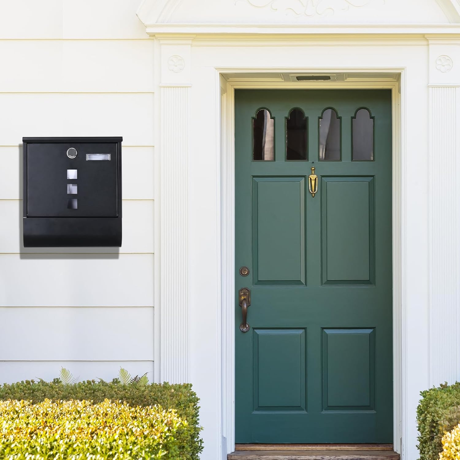 Wall Mounted Letter Post Box: outside Letterbox with Lock and Viewing Window Outdoor Mail Postbox Name Holder Newspaper Compartment 30.5 X 9.5 X 33.7 Cm image number 1