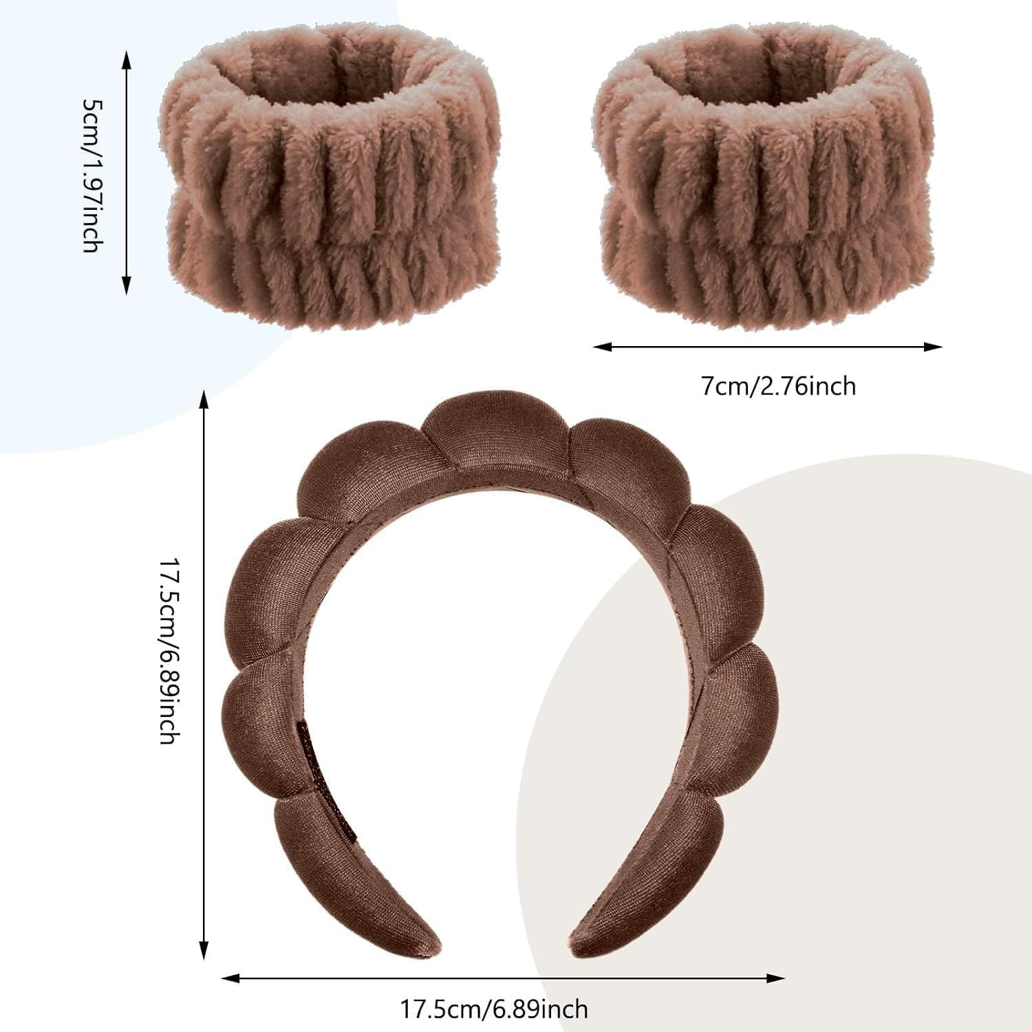 Sponge Headband Bracelet Sets for Washing Face, Makeup Headbands for Women Girls, Skin Care Makeup Removal Washing Spa Yoga Sports Shower Headband Terry Towel Hair Band image number 2