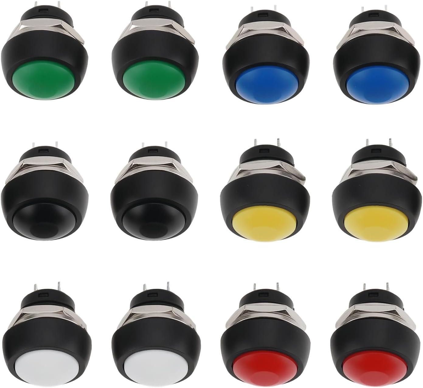 Emsea 12Pcs 12Mm round Push Button Momentary Switch 1A 250VAC Push Switch for Electrical Wiring Electronics image number 5