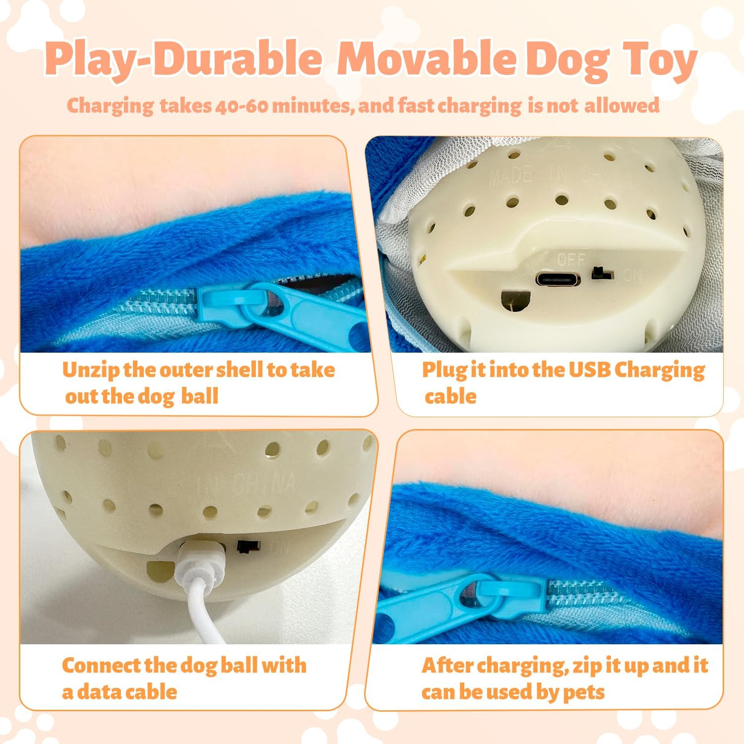 LOVELEDI Interactive Dog Toy Pig - Jumping Squeaky Dog Toys with Recording and Music Modes, Rechargeable Durable Motion Activated Automatic Rolling Ball For/Small/Medium/Large Dogs Indoor & Outdoor image number 4