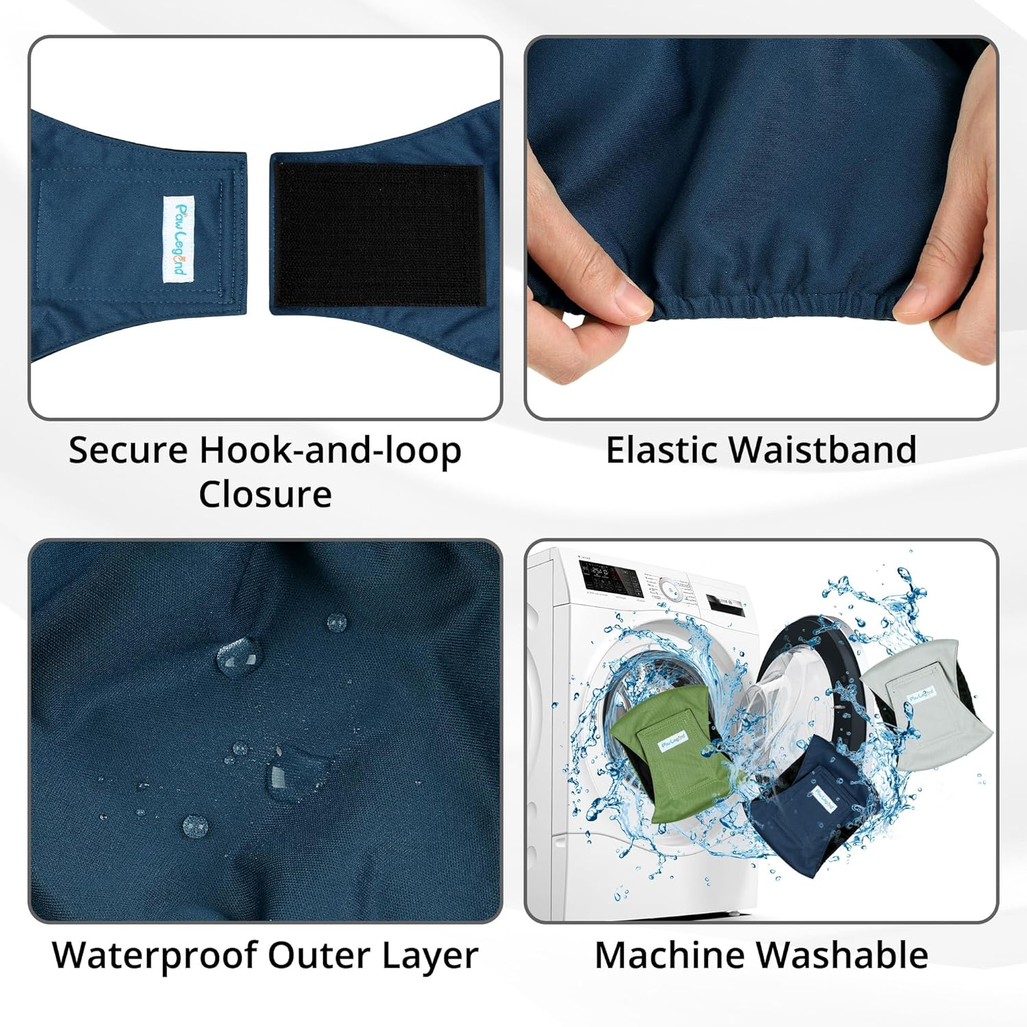 Paw Legend Washable Dog Belly Wrap Diapers for Male Dog (3 Pack,Modern Set,Small,New) image number 4