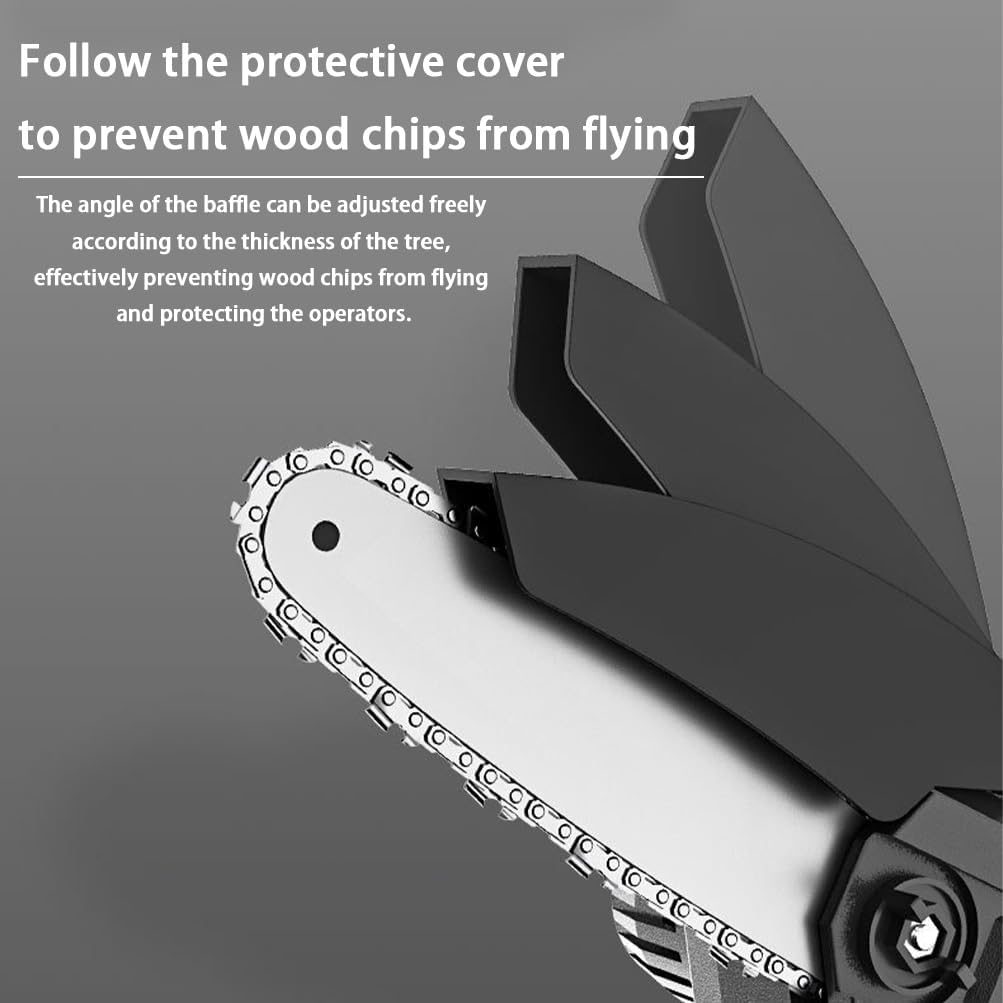 Mini Cordless Chainsaw, 4 Inch Rechargeable Electric Handheld Chainsaw with Toolbox Rechargeable Batteries, Chains and Security Lock for Tree Branches,Courtyard, Household and Garden, Black image number 1