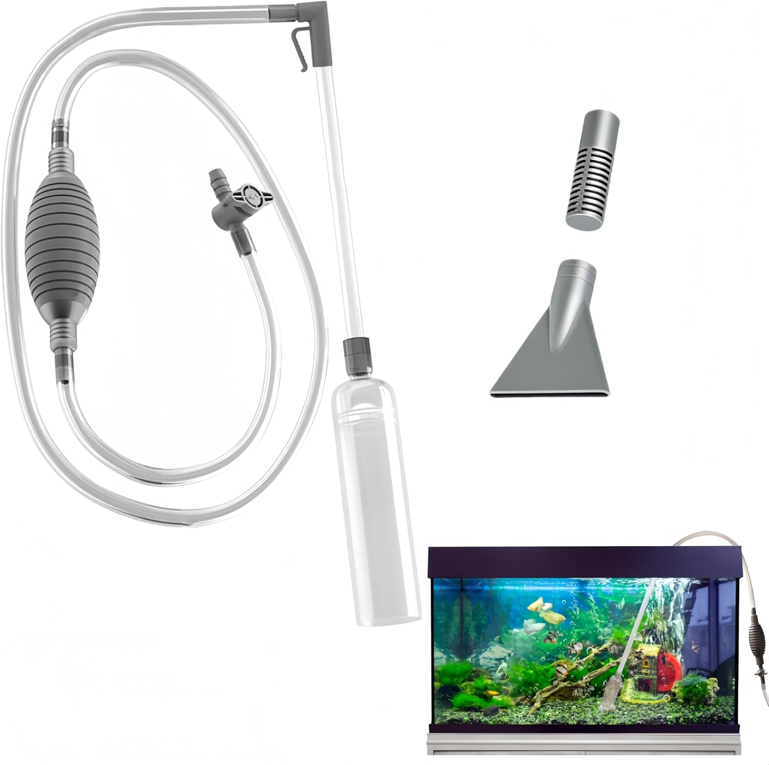 Fish Tank Gravel Cleaner, Aquarium Gravel Cleaner, 3.0M Water Changer Vacuum Cleaning Tools Siphon Universal Quick Pump Aquarium Water Changing Sand Cleaner for Aquarium Water Filter