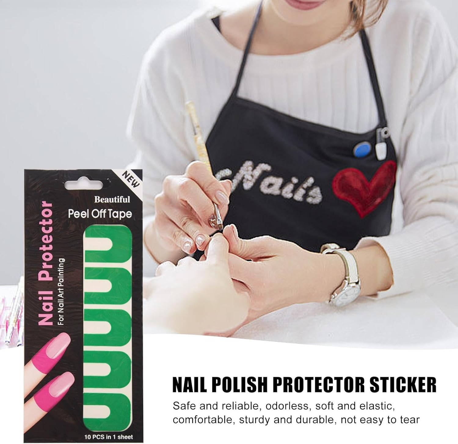 Nail Polish Protector,Soft Elastic U-Shape Nail Polish Guards - Spill Proof Stickers, Peel off Nail Stickers, Nail Tape for Fingers - Green image number 5