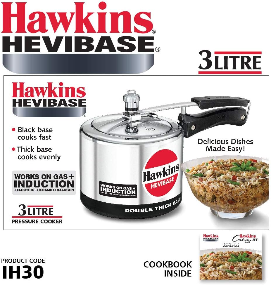 Hawkins Hevibase IH 30 IH30 3-Litre Induction Pressure Cooker, Small, Silver image number 4