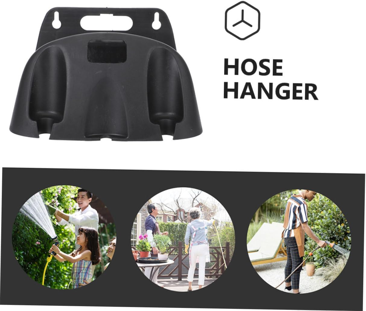 Milisten 2Pcs Garden Water Hose Holder Wall Mount Hose Hanger Shelf Hose Storage Reel Outdoor Hose Bracket for outside Black image number 1