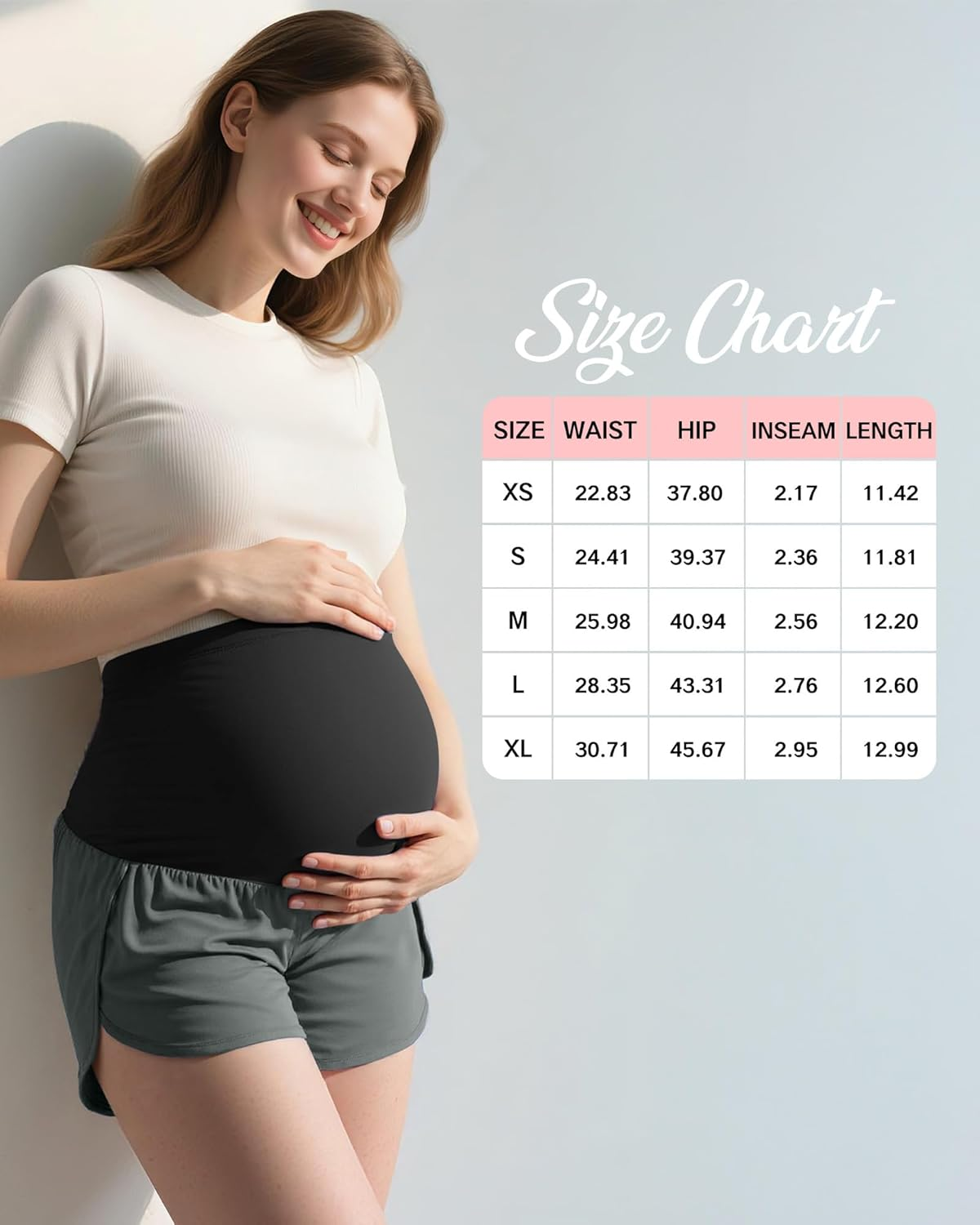 Coume 2 Pack Women'S Maternity Shorts over Belly Workout Yoga Athletic Running Quick Dry Pregnancy Summer Shorts with Pocket image number 6