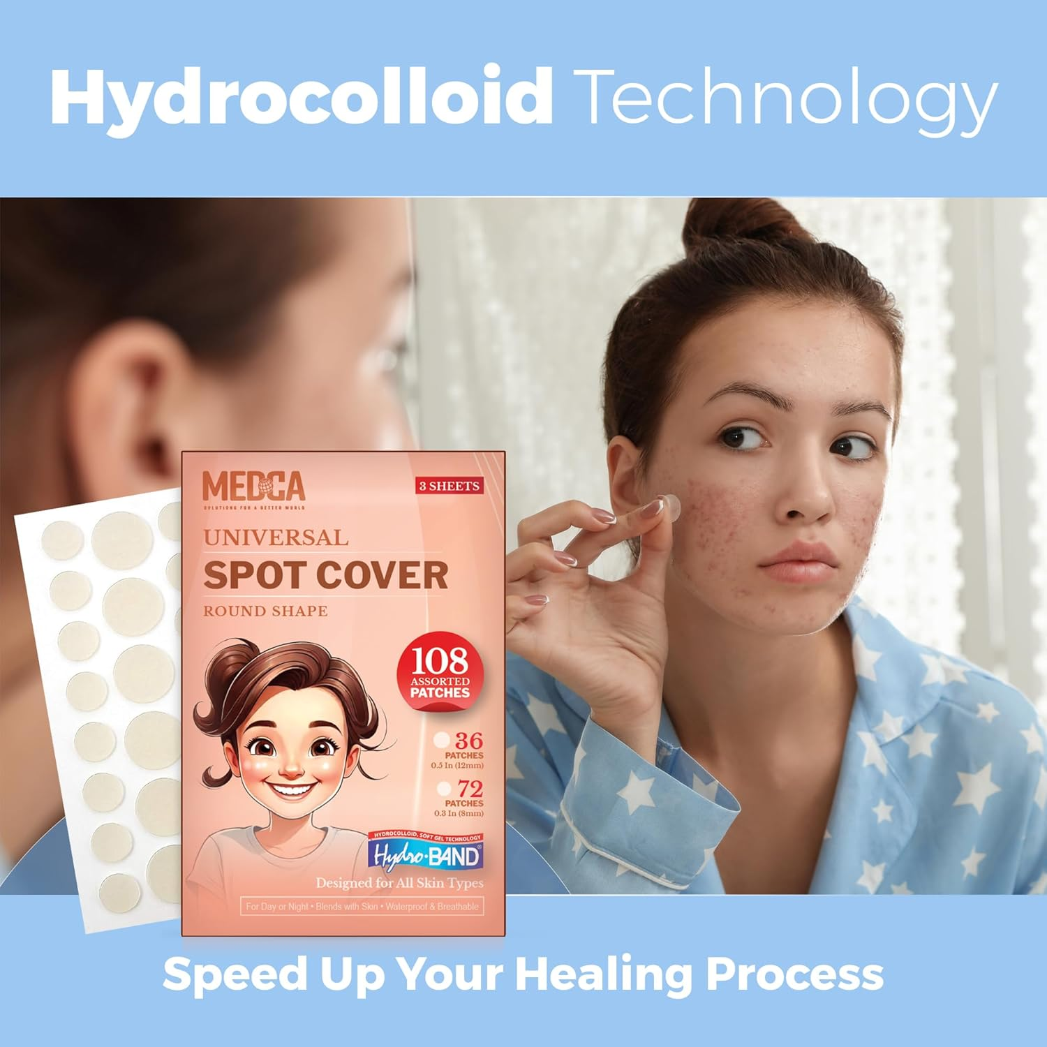 Invisible Spot Cover &ndash; Absorbing Cover, Hydrocolloid Covers, Facial Stickers &ndash; Clear Adhesive Patches in 2 Sizes (108 Count) image number 5