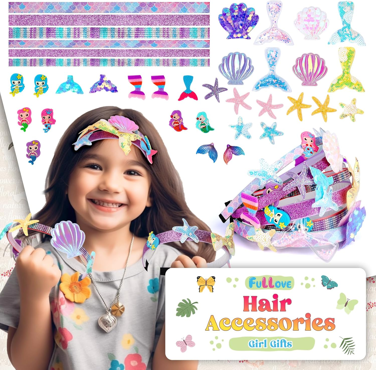 Jewellery Making Sets Girls Kits Age 5 - 10: Art and Craft Gift Sets for 5 6 7 8 Year Old Girl DIY Craft Kits Kids Age 9 10 11 Headbands Hair Accessories Making Kits for Girls Toys Age 5 6 7 Kids (Mermaid) - Horse image number 7