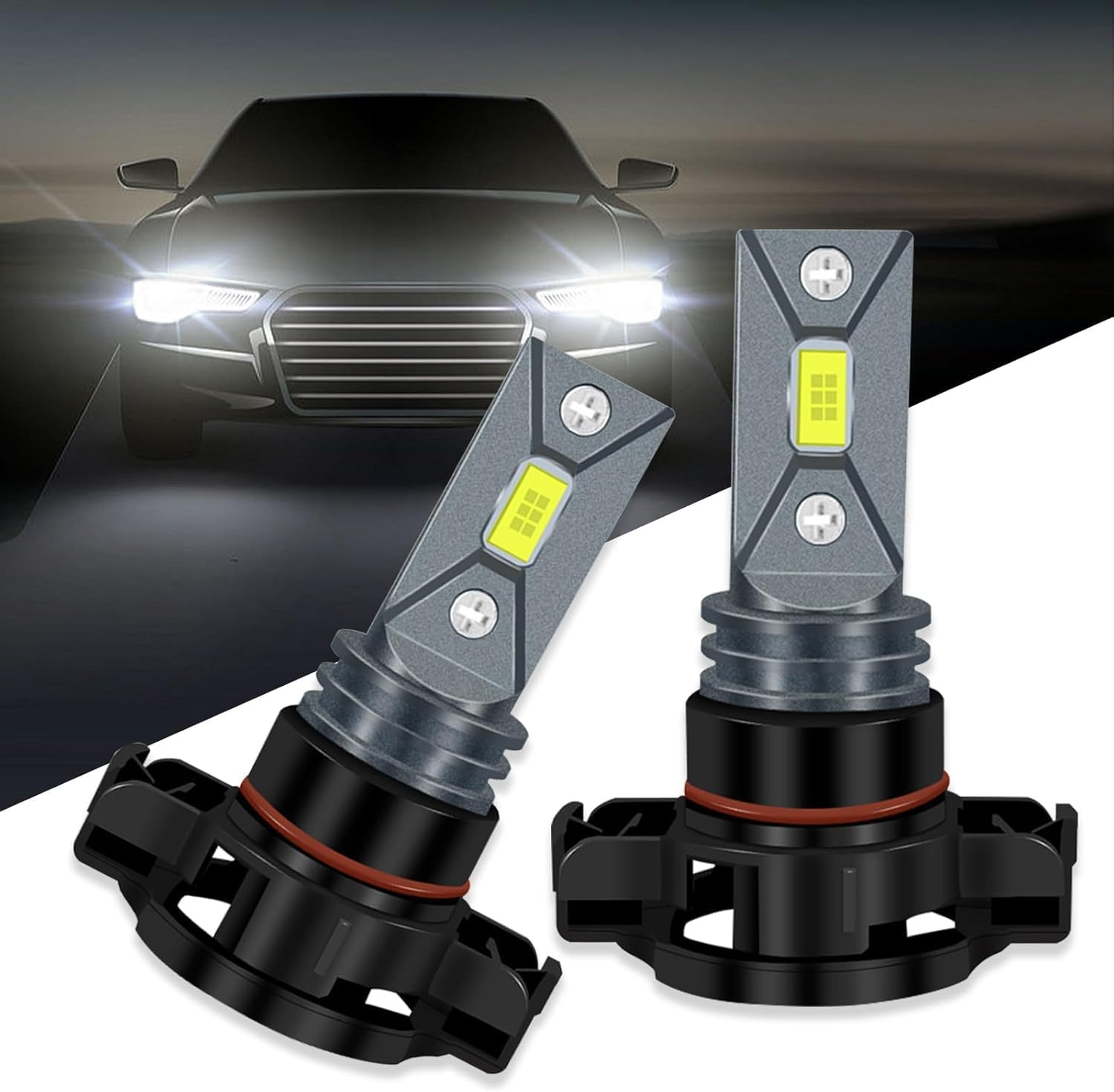 2X HOCOLO F2 5202 H16(Only European Car) 6000K LED Fog Lights Replace Halogen Bulbs,3570 Csp-Chips 80W 8000Lm,Bright IP68 Waterproof Vehicle Lamp Accessories Exterior Automotive(White, 5202/H16/PS24W) image number 1