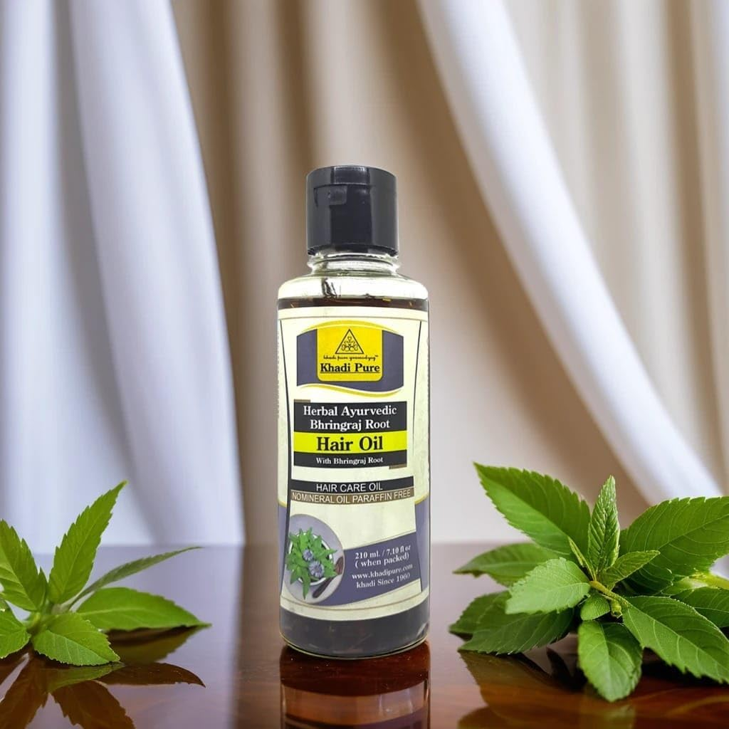 Khadi Pure Bhringraj Root Sls & Shikakai Hair Oil, 210 Ml (Pack of 4) image number 4