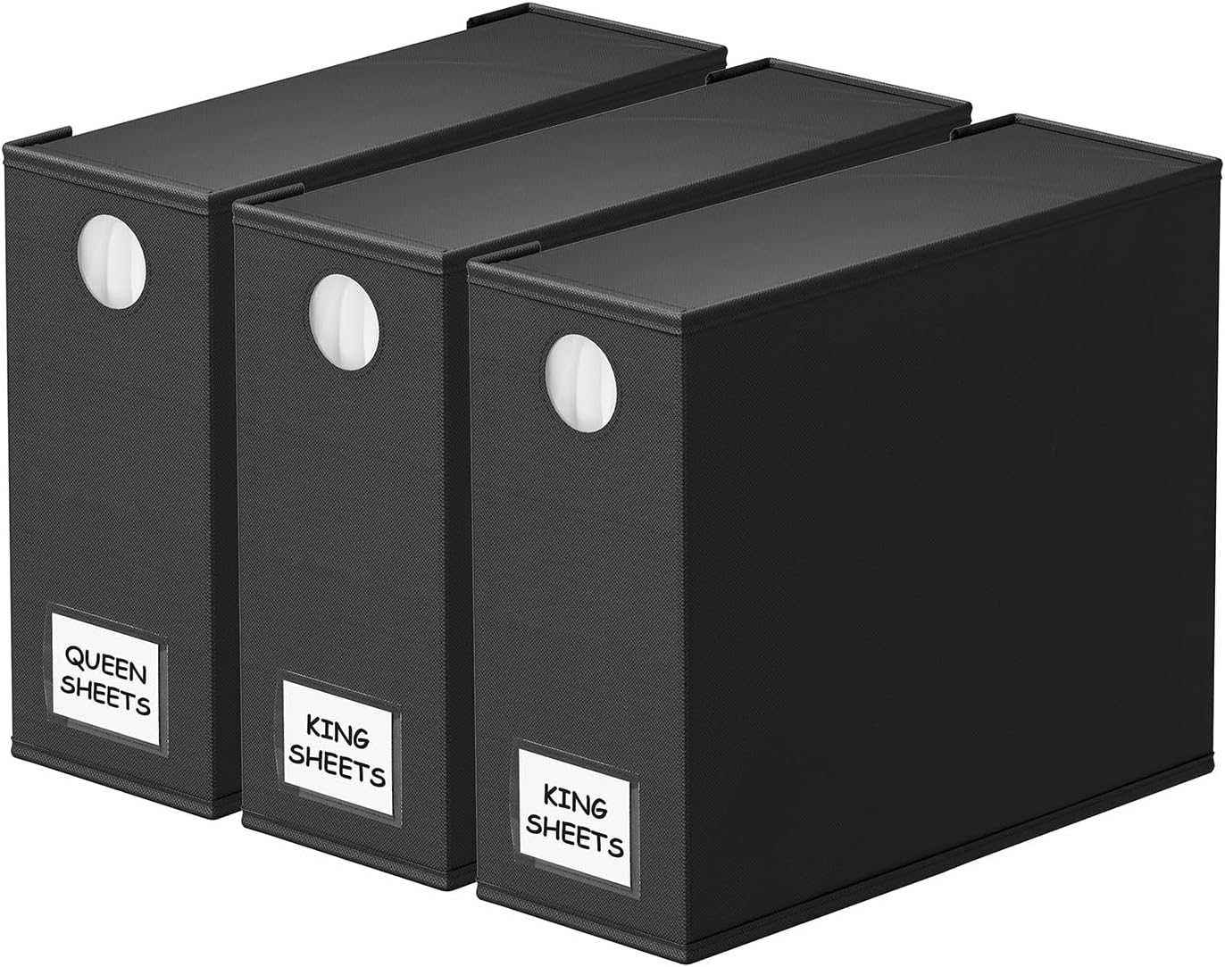 Spaceaid 8 Pack Bed Sheet Organizers and Storage, Foldable Organizer for Linen Closet, Sheets Set Folder Keeper with Window XL (Queen & King Size) Organizing Bedding Container, Beige (91ZDSN-SL22-Y8)