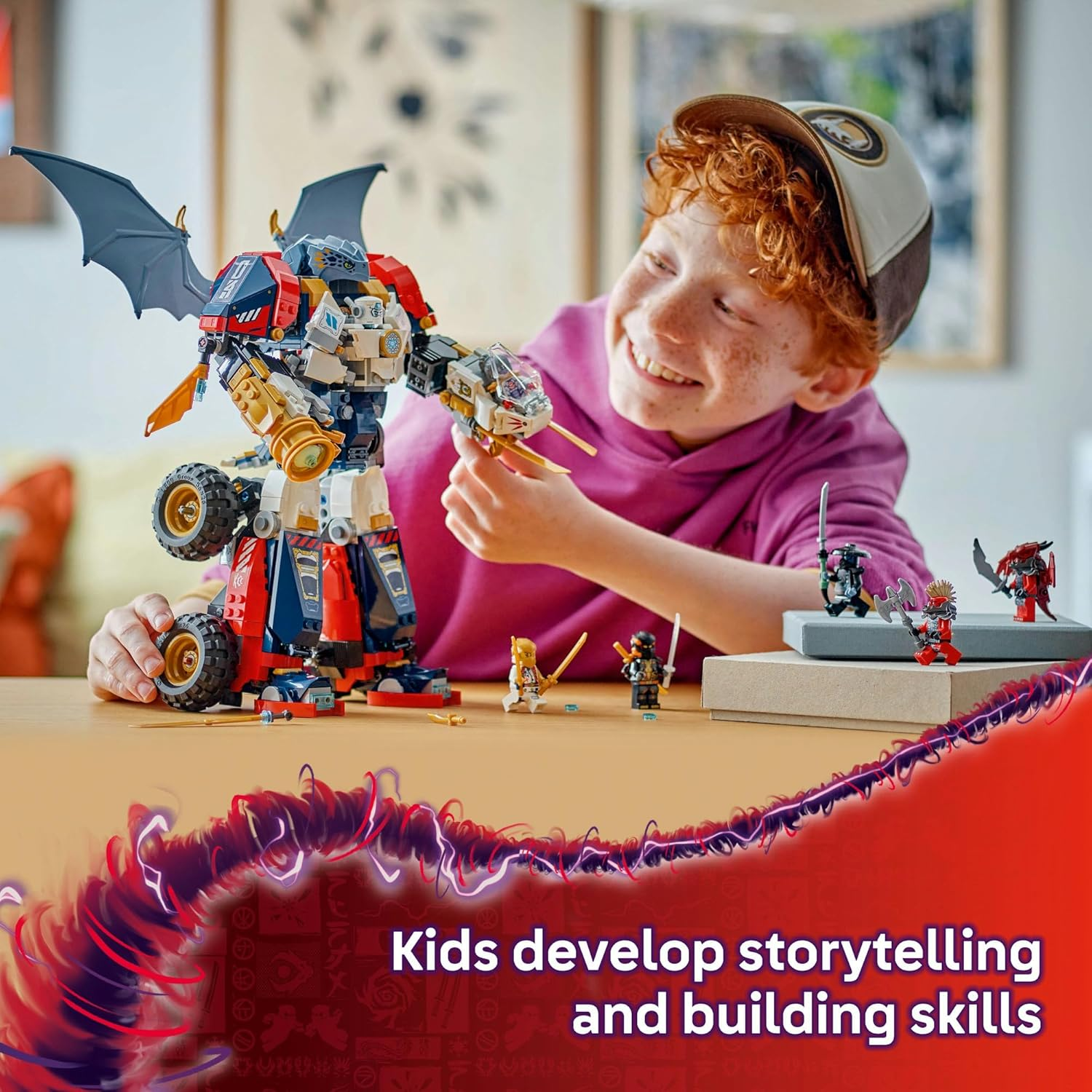 LEGO NINJAGO 4In1 Zane&rsquo;S Ultra Combiner Mech Toy for 9+ Year Old Boys & Girls, Rebuilds into Kids Toy Jet, Car Model, Dragon & Ninja Figure, Incl. 6 Minifigures, Dragons Rising Building Set 71834 image number 4