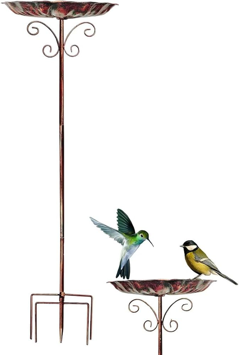 JIUSEGE Vintage Metal Bird Bath for Outdoors, Adjustable Standing Bird Feeder Bowl for Garden, Yard, Balcony & Patio, Decorative Outdoor Birdbath image number 6