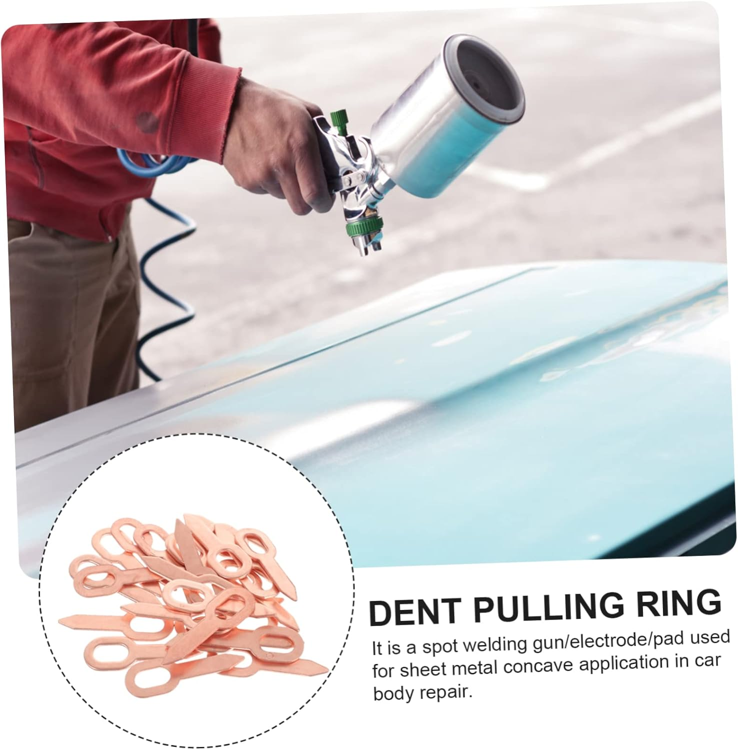 SWOOMEY Dent Puller Rings Spot Welding 100Pcs Lifter Panel Pulling Washers for Autobody Welder Repair Kit Compatible with Car Dent Removal Tools