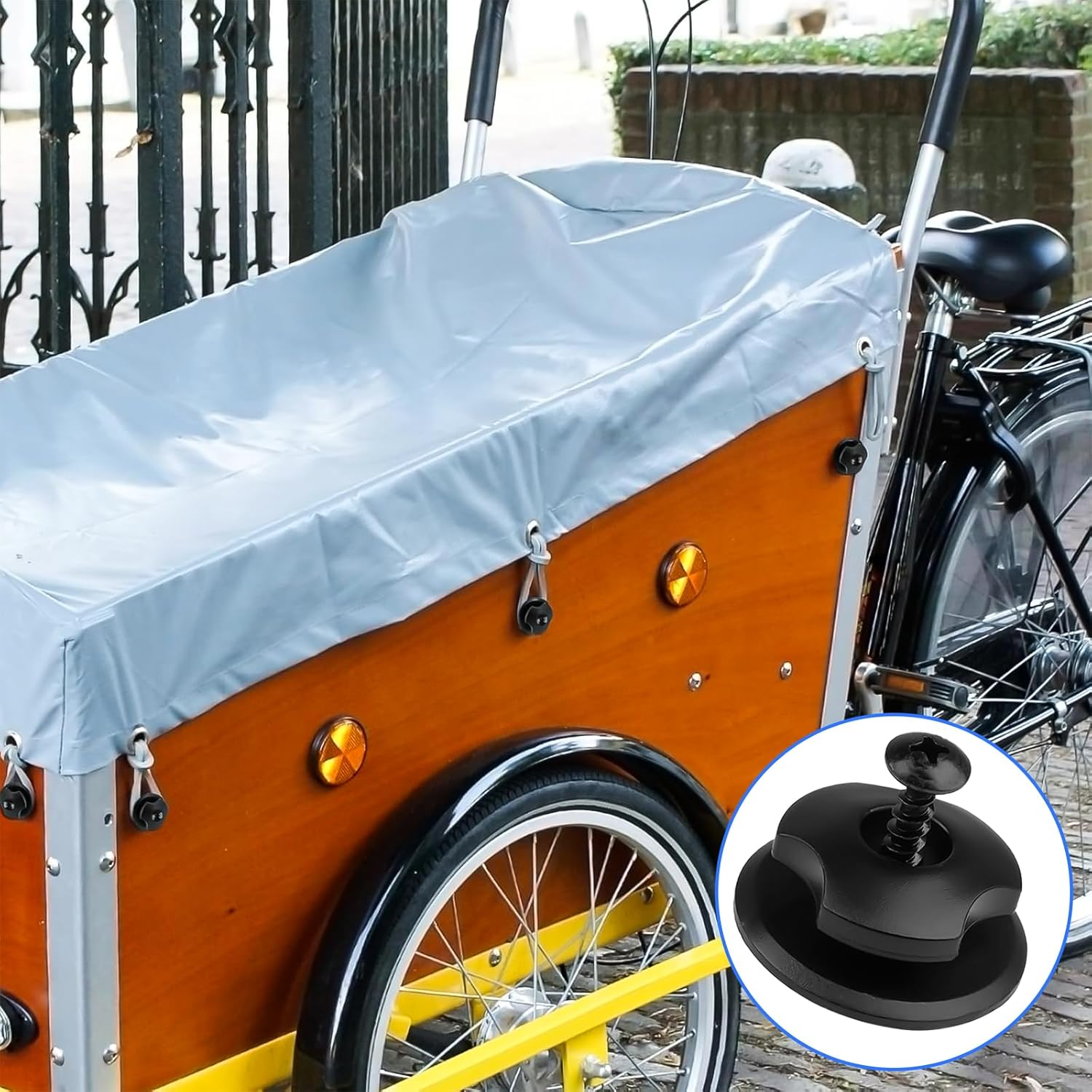 XTUDOU&reg; Pack of 40 Tarpaulin Buttons and Hooks, Round, 35 X 14 Mm, Black, Plastic, Trailer Hardware, Tonneau Cover Fasteners image number 3