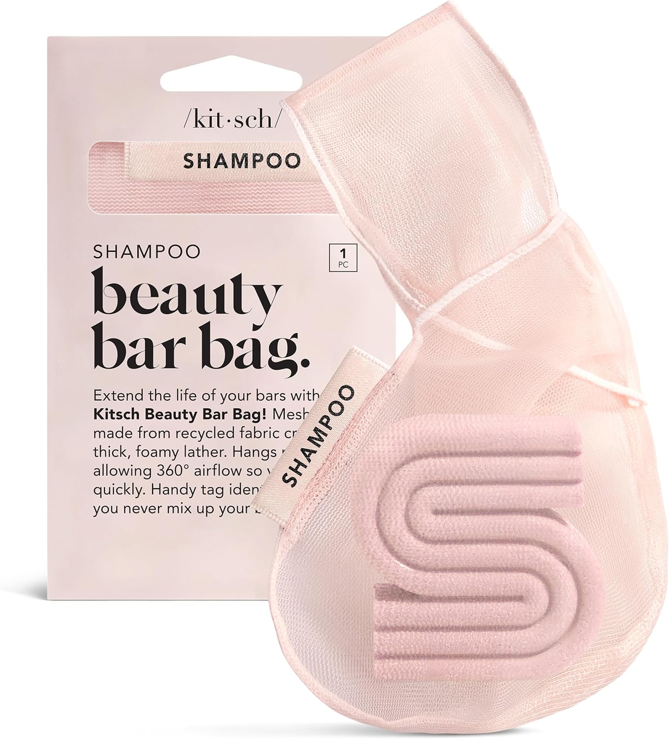 Kitsch Bar Soap Saver Bag - Beauty Bar Soap Bag & Bar Soap Pouch to Preserve Soap Bars | Body Wash, Conditioner & Shampoo Bar Holder | Soap Savers for Bar Soap | Recycled Mesh Soap Bag (Mint)