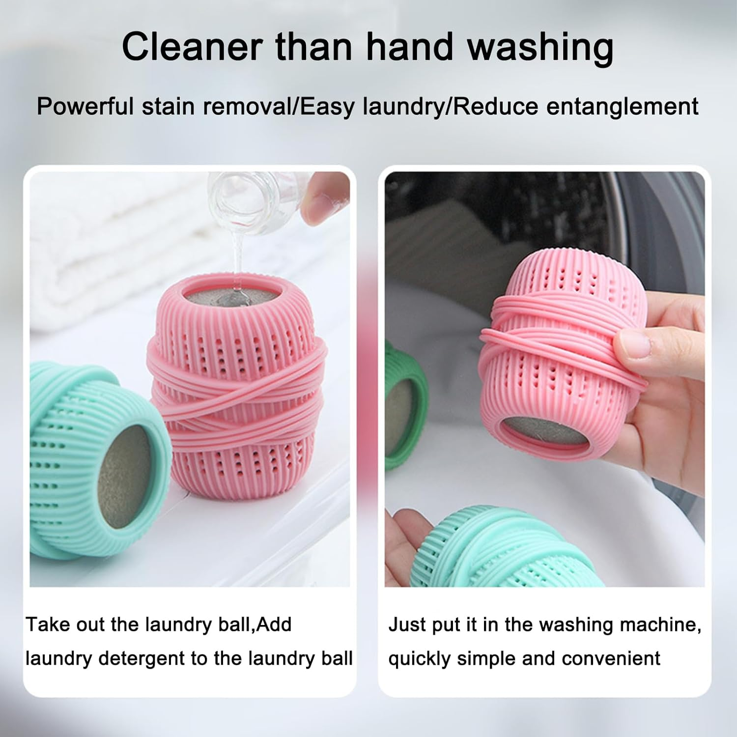 3 Pack Reusable Dryer Balls, Fabric Softener Dispenser Balls for Laundry, Static Removal & Softening, Washing Machine Safe image number 2