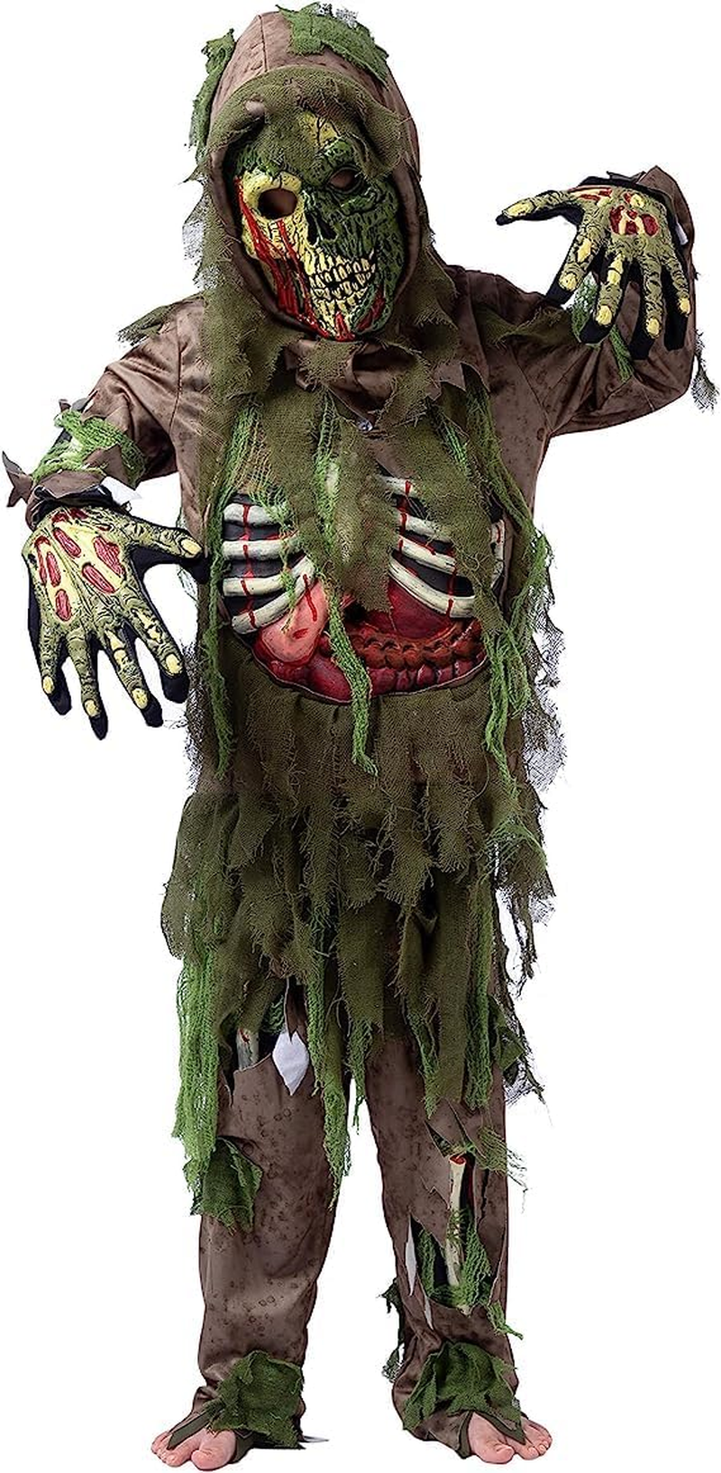 Spooktacular Creations Swamp Deluxe Skeleton Living Dead Zombie Costume for Halloween Kids Monster Role-Playing