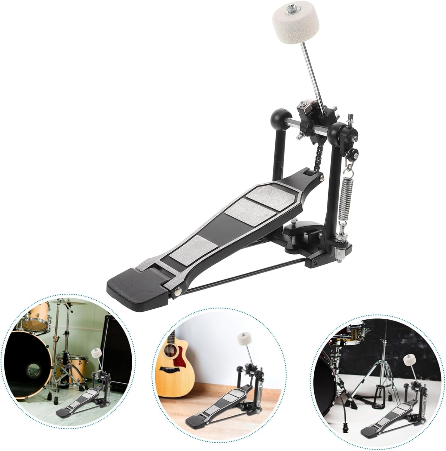 Vaguelly Aluminum Alloy Bass Drum Kick Pedal with Dense Felt Construction Compact Design for Efficient Performance for Jazz and Acoustic Drumming image number 5