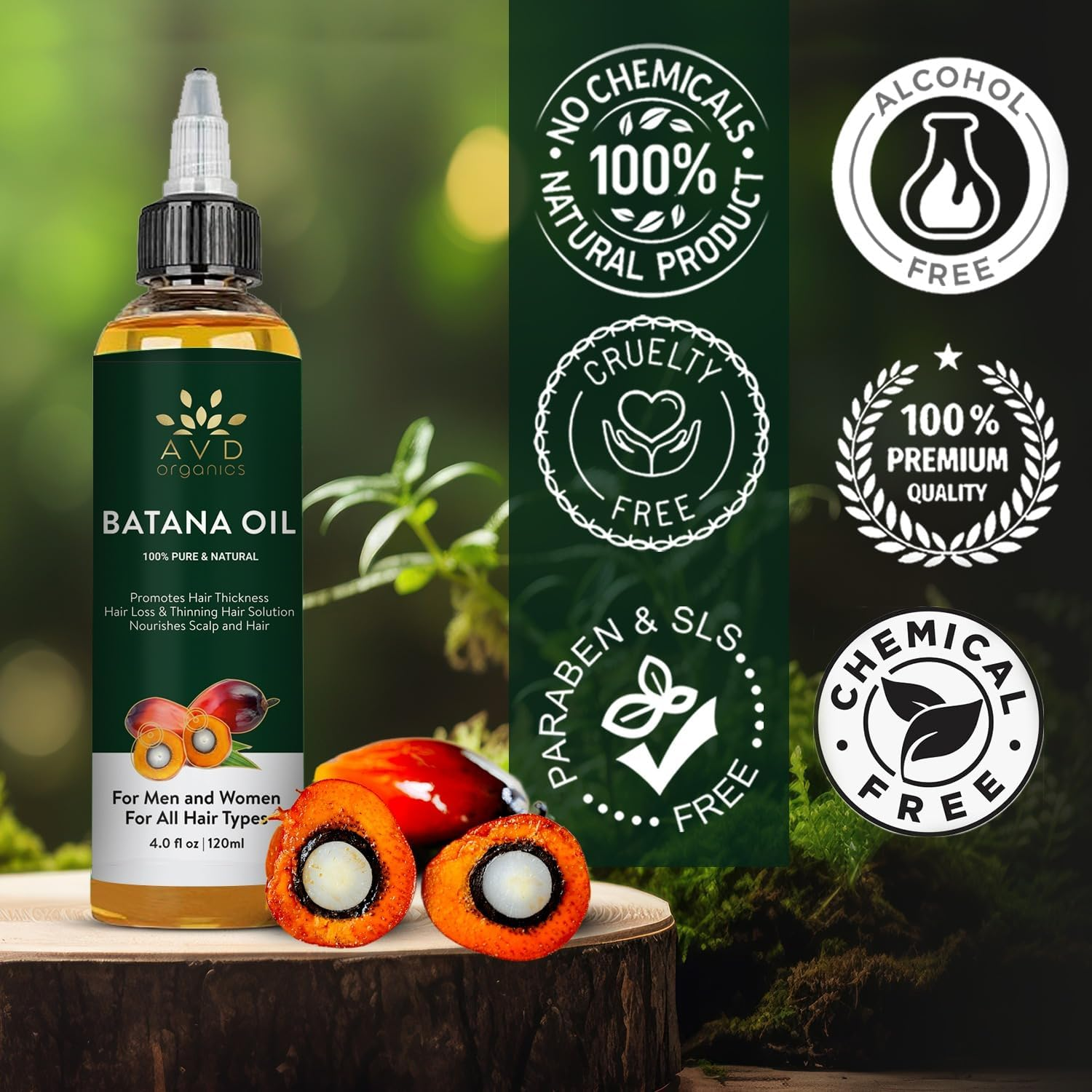 AVD Organics Batana Oil for Hair | 100% Pure & Natural Batana Oil Skin Moisturizer Eyebrows | Ideal for Men & Women | 120ML image number 3